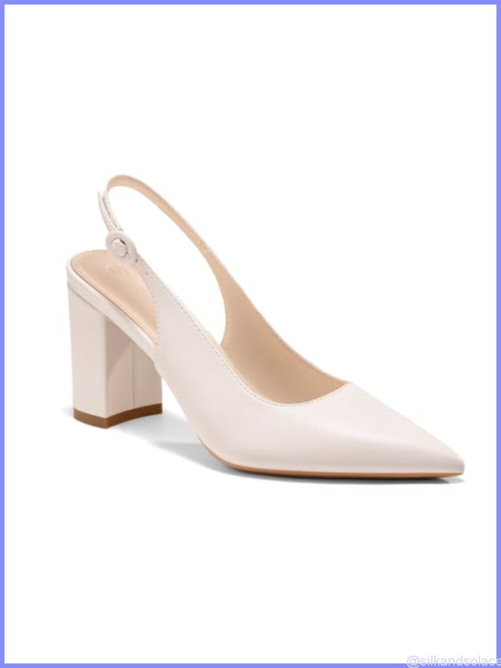 Coutgo Faux Leather Pointed Toe Block Heel Slingback Pumps Work Dress Shoes